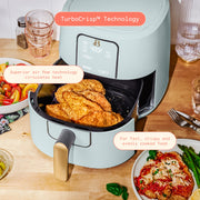 Made By Gather Beautiful 6 Qt Air Fryer with TurboCrisp Technology, EverGood Ceramic Nonstick Coating, Sage Green, 29457