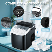 Auseo HZB-12B Countertop Ice Maker, Portable, 26 lbs/24H, 9 Bullet-Shaped Ice Cubes in 6 Minutes, Self-Cleaning, Black