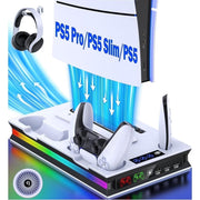 Beboncool 481231921 PS5 Charging Station with Dual 3500 RPM Cooling Fans, Fast Dual Controller Charger, 3 USB 3.0 Ports, White