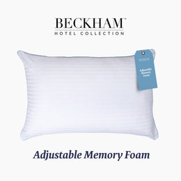 Beckham Hotel Collection Customizable Memory Foam Queen Pillow, Medium Firmness, White, 20 in