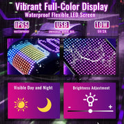L04baby Ojos LED Para Carro Automotive Decorative Lighting, Customizable Devil Eyes Light, 52in x 7.5in, Flexible Animated LED Display with App and Remote Control