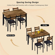 Recaceik Dining Room Table Set with 4 Upholstered Chairs Brown