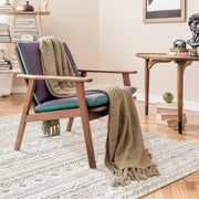 Pentantan Area Rug, 8 x 10 ft, Soft Faux Wool Pile, Machine Washable, Non Slip Moroccan Pattern, Brown