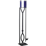 CKLT Heavy Duty Fireplace Tool Set with 40in Fire Poker, Serrated Log Grabber, and Black Metal Stand