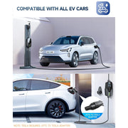 EVDANCE Portable Level 2 EV Charger, 32 Amp, 7.68 kW, 240V, 25 ft Cable, Adjustable Current and Delay Charging, Black, EV-ACS3205U