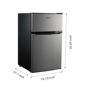 Galanz GLR31TS1E02 3.1 Cu ft Two Door Mini Fridge with Freezer, Stainless, Estar