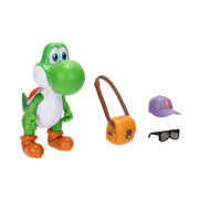 Jakks Pacific Super Mario Galaxy Movie Yoshi 5 Inch Action Figure with Hat Sunglasses Satchel Accessories 432514