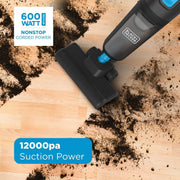 BLACK+DECKER PowerSeries Flex 3-in-1 Stick Vacuum, 600W Motor, Lightweight, 21-Foot Cord, 500ml Dustbin, Black
