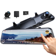 Pelsee 12 in 4K Mirror Dash Cam with Dual Channel 4K Front and 1080P Rear Cameras, ADAS and Blind Spot Detection, 5.8GHz WiFi, Voice Control, GPS Tracking, Color Night Vision, Includes 32GB Memory Card WM12Pro