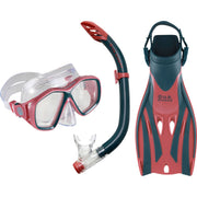 U.S. Divers Redondo DX Mask, Mission Fins, and Padang DX Snorkel Combo Set - Navy/Coral - S/M