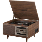 Crosley Serenade 8-in-1 Multi-Format Record Player with Bluetooth, 3-Speed Turntable, CD, Cassette, AM/FM Radio, Walnut