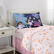 Dora the Explorer 9A289J Kids 3 Piece Pink Orange Floral Sheet Set, Twin