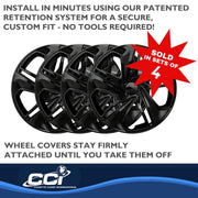 Coast2Coast Automotive Wheel Cover, Music-Inspired Black Gloss Plastic, 16 Inch, Set of 4, IWC54116BLK