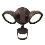 Cooper Lighting Solutions HALO TGS Twin Round Bronze Motion Sensor LED Floodlight, Lumen Selectable 1500-2500 Lumens, 4000K Cool White, Wall Mount TGS2S402MRRB