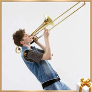 Eastar ETB-330 Bb Tenor Trombone for Beginners Students B Flat Brass Instrument With Case, Mouthpiece, White Gloves, Cleaning Kit, Gold