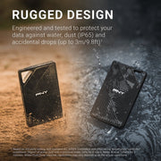 PNY RP60 1TB Portable Rugged External Solid State Drive, USB 3.2 Gen 2x2 Type-C, Up to 2000 MB/s, Water Dust Drop Resistant
