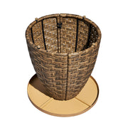 Beautiful BE5636225828008 Wicker Outdoor Side Table with Faux Wood Top by Drew Barrymore, Brown