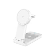 Onn 466 3-in-1 Qi2 Certified Wireless Charging Stand, Foldable Design, White, Includes USB-C Cable and 30W Wall Adapter