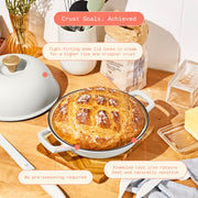 Beautiful Enameled Cast Iron Bread Oven, 10 Inch, Thyme Green with White Icing Finish, Dome Lid, Oven-Safe up to 500F, 29105