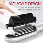 Blush Marks Hair Straightener Brush with Nano Titanium Coating, 9 Temperature Settings, LED Display, Ionic Technology, Anti-Scald Design, White