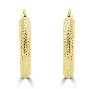 Diamond Cut Hoop Earrings in 14K Gold