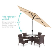 Best Choice Products SKY7708 Outdoor Steel Market Patio Umbrella w/Crank Tilt Push Button 6 Ribs 10ft Sand