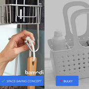 Bamodi B0052-B085VNWPMW 2-Tier Stainless Steel Shower Caddy - Rustproof Organizer with 2 Towel Hooks - Chrome Finish