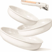 Carote A14343 4 Pieces Ceramic Pans Set, Nonstick Skillets with Detachable Handles, Oven Safe, Induction Compatible, Stackable, Cream White