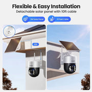 Soliom Wireless Outdoor Solar Security Camera 4-Cam Kit, 8MP 4K UHD, 360 Auto Tracking, Radar Detection, Night Vision, Solar Powered, SH802-4CamKit