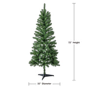 Holiday Time Wesley Pine Green Artificial Christmas Tree, 6-Foot, 378 Branch Tips, 32-Inch Diameter, Hinged Branches, Unlit, Sturdy Metal Stand