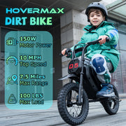 HOVERMAX H14M Electric Dirt Bike, 150W Motor, 10 MPH Top Speed, 12-Inch Rubber Wheels, 14.4V 5.2AH Battery, Black
