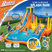 Banzai Inflatable Slide 'N Bounce Spash Park Water Park - 3 Levels of Fun