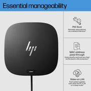 HP USB-C G5 Universal Docking Station, 11-in-1 Adapter with HDMI, DisplayPort, USB-C, USB 3.0, Ethernet, Black