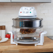 Classic Cuisine Halogen Air Fryer, 17-Quart 8-in-1 Multicooker with Glass and Stainless Steel, White, 82-CC-1000-NW