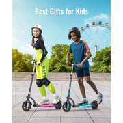 MIHOVER Electric Scooter for Kids, 180W Motor, 10 mph Speed, Adjustable Handlebar, LED Lights, 6.5-Inch Solid Wheels, Silvery