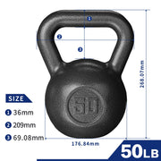 Athletic Works WKB50L 50lb Kettlebell, Casting Iron, Durable Black Hammertone Finish