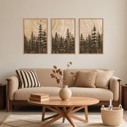 TOARTi Pine Tree Framed Canvas Wall Art Set, Natural Woodland Landscape, Vintage Brown, 16x24 in