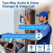 VEAT00L Wireless Video Doorbell, 1080P HD, Battery-Powered, Two-Way Audio, PIR Motion Detection, Night Vision, Silver Metal