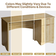Bestier 47 in Computer Desk with Drawer, Fluted Panel Design, Oak Finish, Storage Cabinet, Adjustable Shelves, Smooth-Glide Drawers