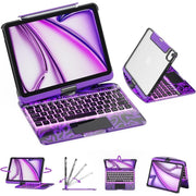 GUSGU Transparent Case with Wireless Keyboard, 7-Color Backlight, Trackpad, 360 Rotating Stand for 2024 iPad Pro 11-in