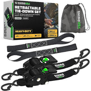 Rhino USA Retractable Ratchet Straps (2-Pack) - 2 Inch x 10 Feet (3,033lb Break Strength)