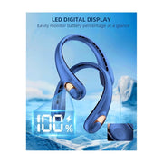 HUANCTOMA Atupen Portable Neck Fan, Hands-Free, Bladeless, 3 Speeds, 5200 mAh Battery, Blue