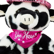 Way To Celebrate Cow Plush Toy, Black and White, 12 Inch, Bandana and Disco Cowboy Hat