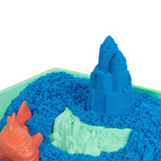 Kinetic Sand Sandbox Set, 1lb Blue Play Sand, Sandbox Storage, 4 Molds and Tools - Kids Ages 3+