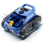 Seauto Cordless Robotic Pool Cleaner with Sonar Navigation, Track Drive, 180W Brushless Motor, Wall and Waterline Climbing, Blue, SAT20-PRO