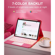GEAK HB-250C Keyboard Case with Detachable Bluetooth Keyboard and Touchpad for iPad 10th Gen 10.9 in and 11th Gen 11 in, Adjustable RGB Backlight, PU Leather TPU, Purple
