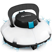 WYBOT Cordless Robotic Pool Cleaner with Dual-Layer Filtration, 80-Min Runtime, Auto-Park, White & Blue, For Above-Ground Pools up to 645 sq.ft, HJ1102P-Blue