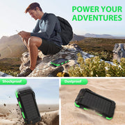 CATGOOD BAOKALER 30000mAh Solar Power Bank with Dual 5V USB Ports, 2 LED Flashlights, Compass, Water-Resistant Portable Charger for Outdoor Camping Hiking, Green