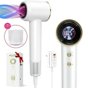 Pnnied Hair Dryer, High-Speed 110,000 RPM Blow Ionic Dryer with Concentrator, Low Noise (White)