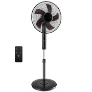 Gianna Quiet Pedestal Fan with Remote, 3 Speeds, 3 Wind Modes, 80 Oscillating, Adjustable Height, Black, AC-DSV6ALD-16BK